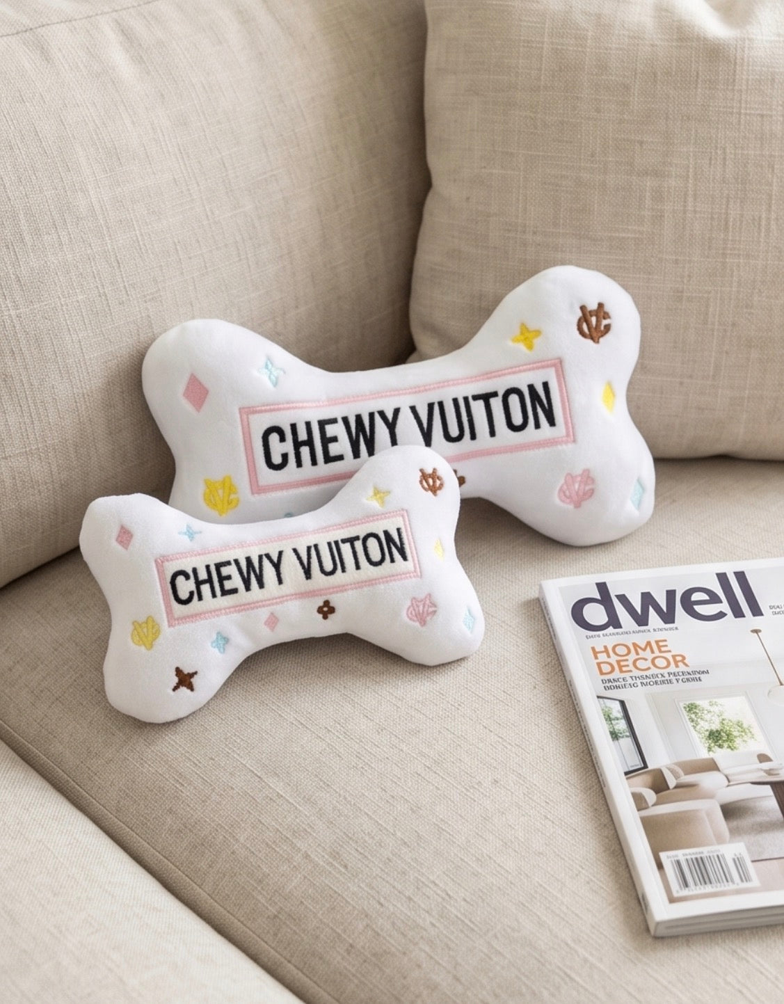 White Chewy Vuiton Bone Toy