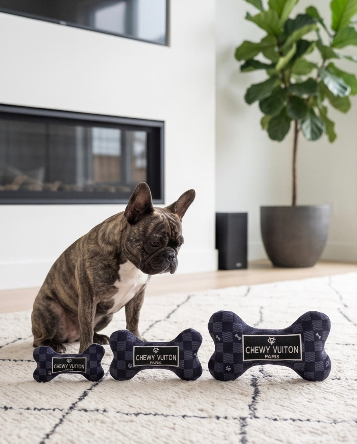 Black Checker Chewy Vuiton Bone