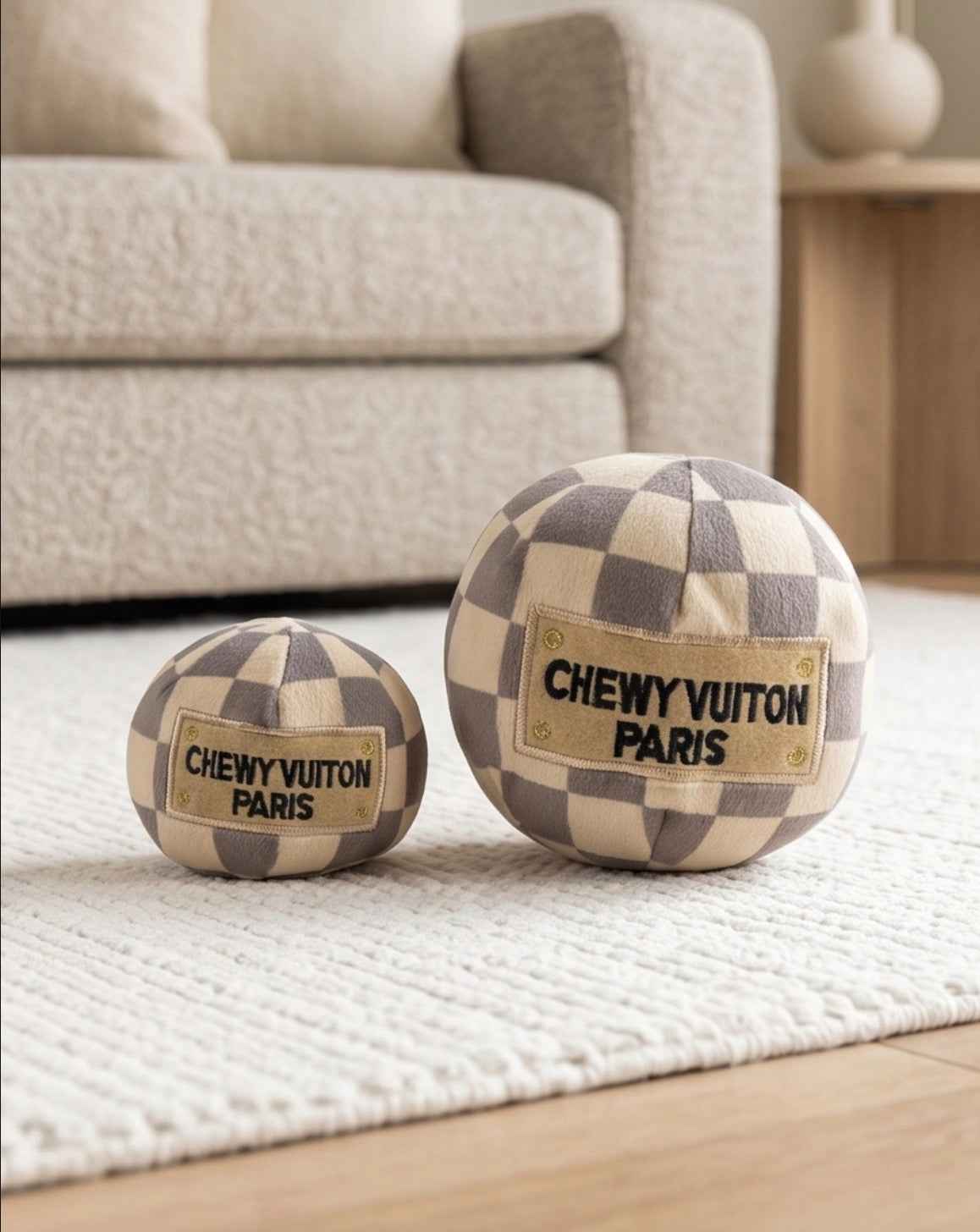 Tan Checker Chewy Vuiton Ball