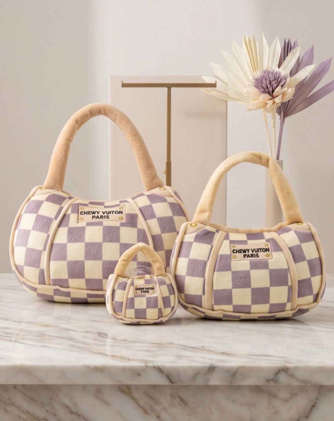 Tan Checker Chewy Vuiton Handbag