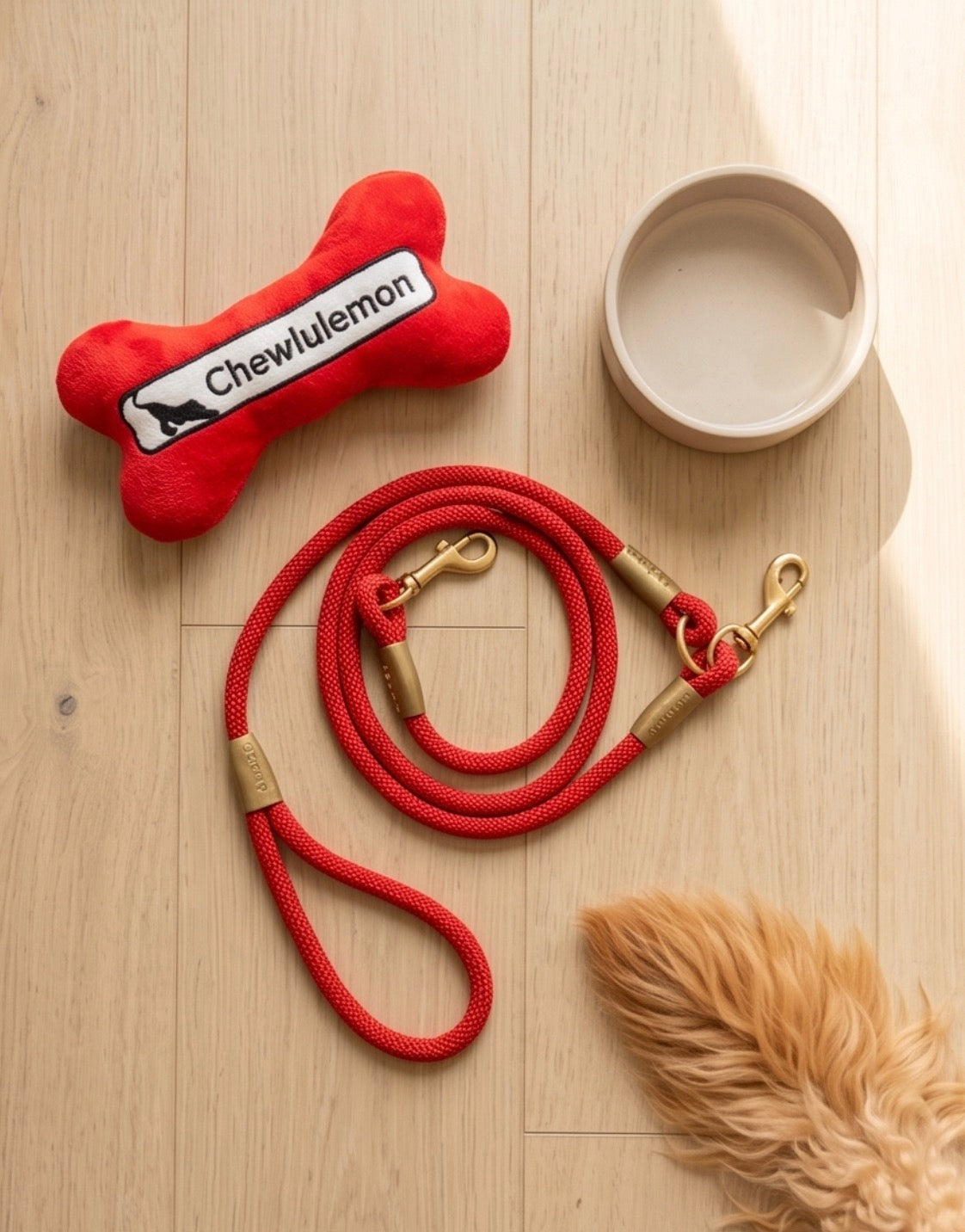 Chewlulemon Bone | Squeaky Plush Dog Toy with Crinkle & Mesh Lining