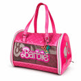 Load image into Gallery viewer, Pet Carrier - Barbie Quilted Vegan Leather with Mesh Window Panels and Glitter Appliques Pink
