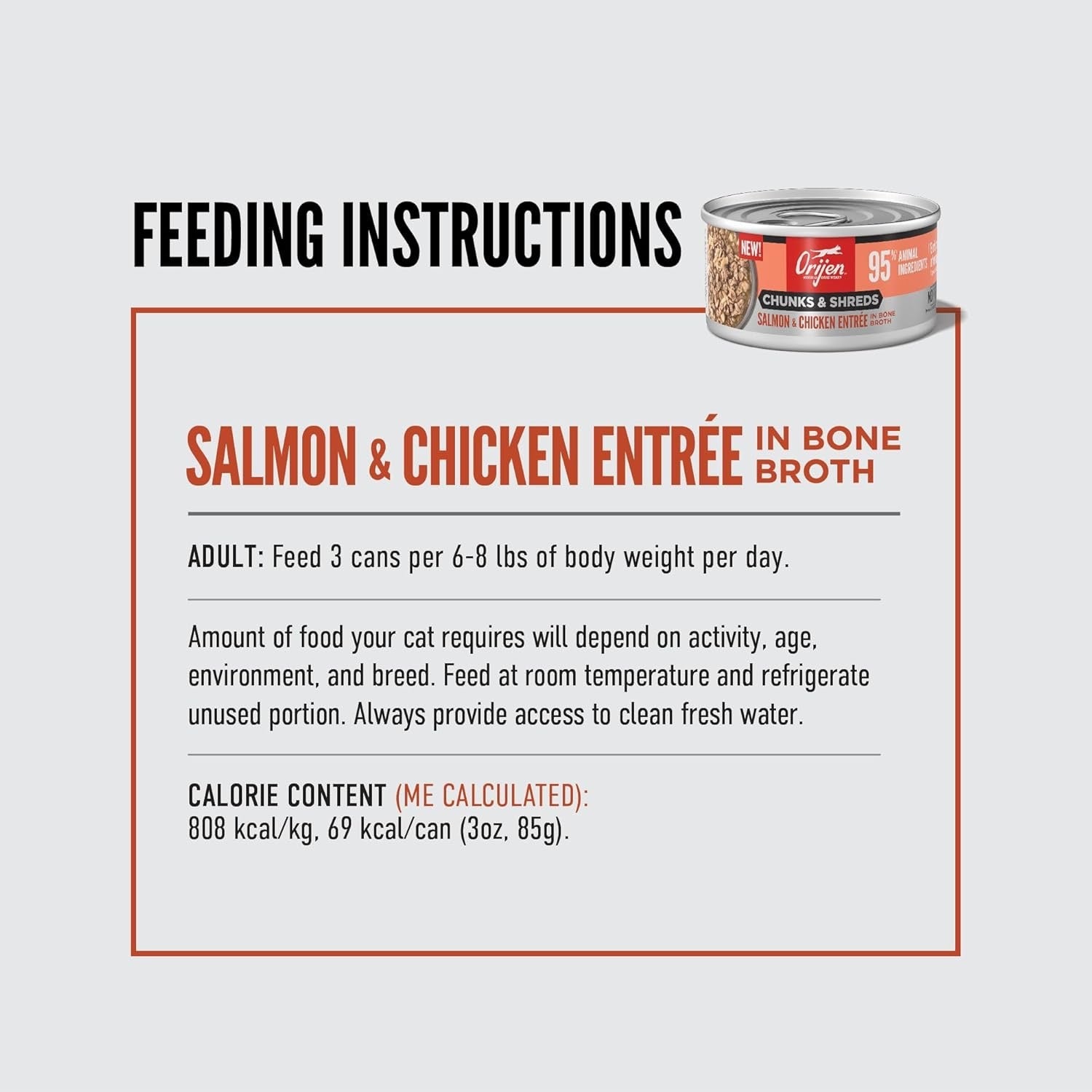 Orijen Grain Free Chunks & Shreds, Salmon & Chicken Wet Cat Food (3oz) 