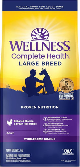 Wellness Complete Health Large Breed Chicken & Brown Rice Dry Dog Food (30lb) 