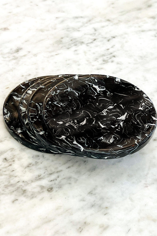 Black Marble Acrylic Coaster - Southlake Paws