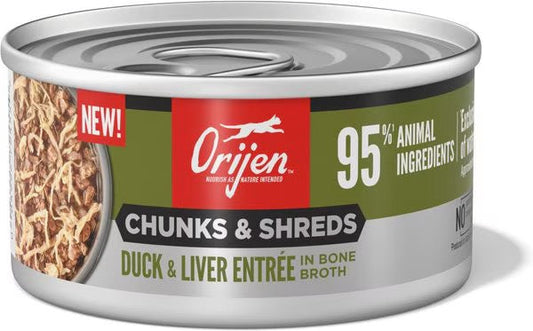 Orijen Grain Free Chunks & Shreds, Duck & Liver Wet Cat Food (3oz) 