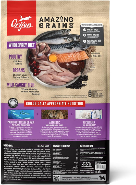 Orijen Amazing Grains Puppy Large Breed Dry Dog Food (22.5lb) 