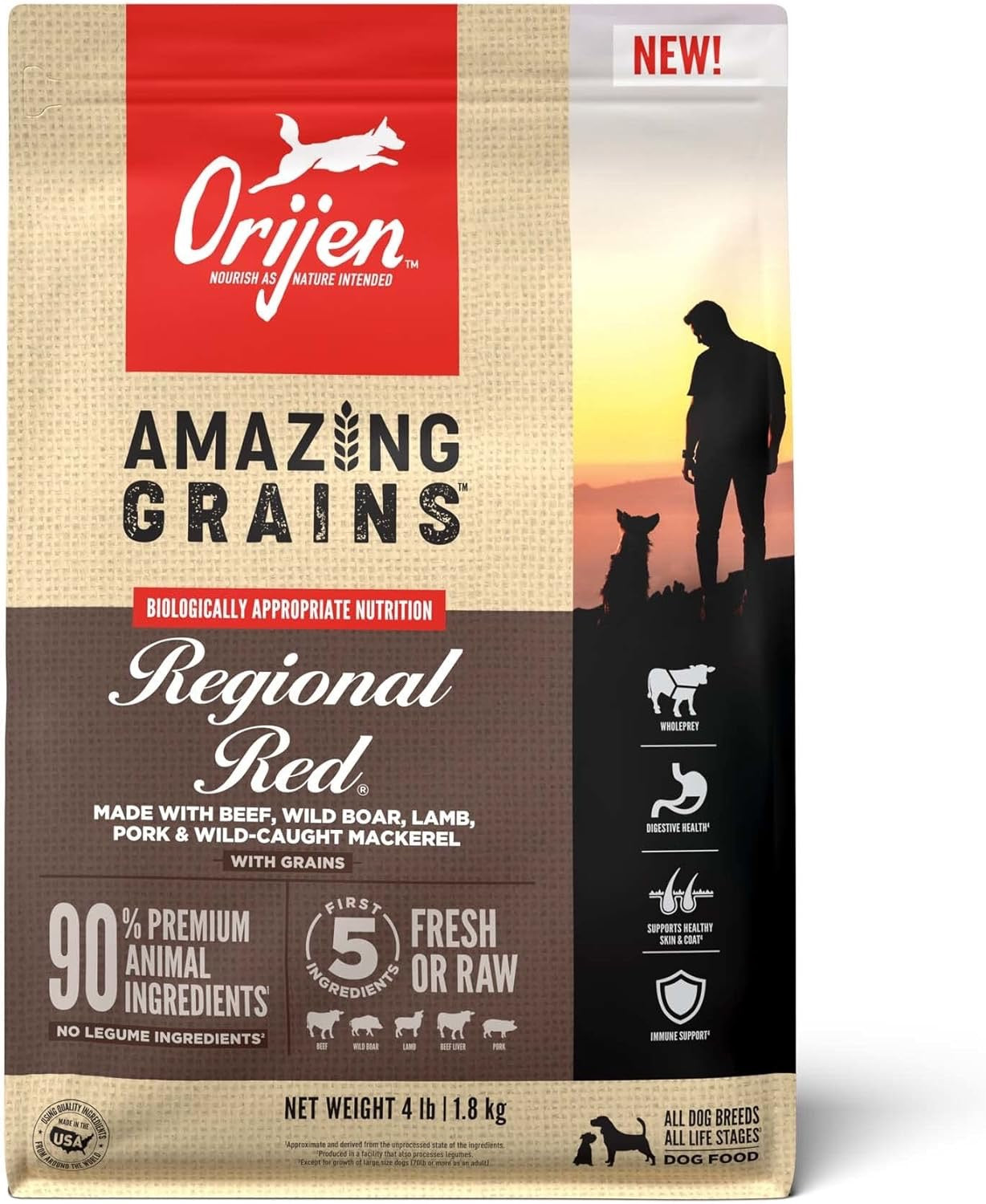 Orijen Amazing Grains Regional Red Dry Dog Food 