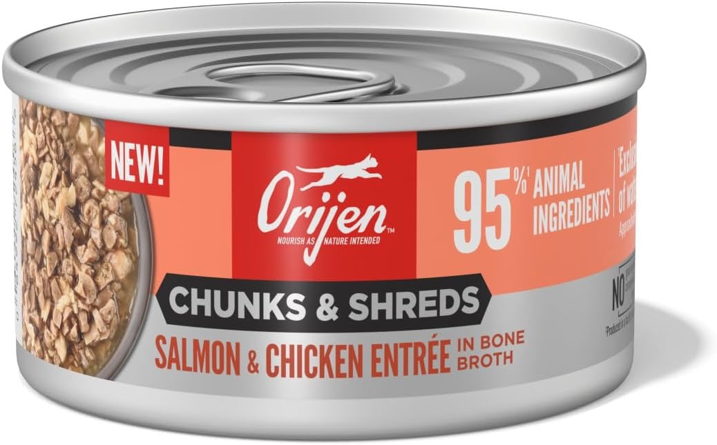 Orijen Grain Free Chunks & Shreds, Salmon & Chicken Wet Cat Food (3oz) 