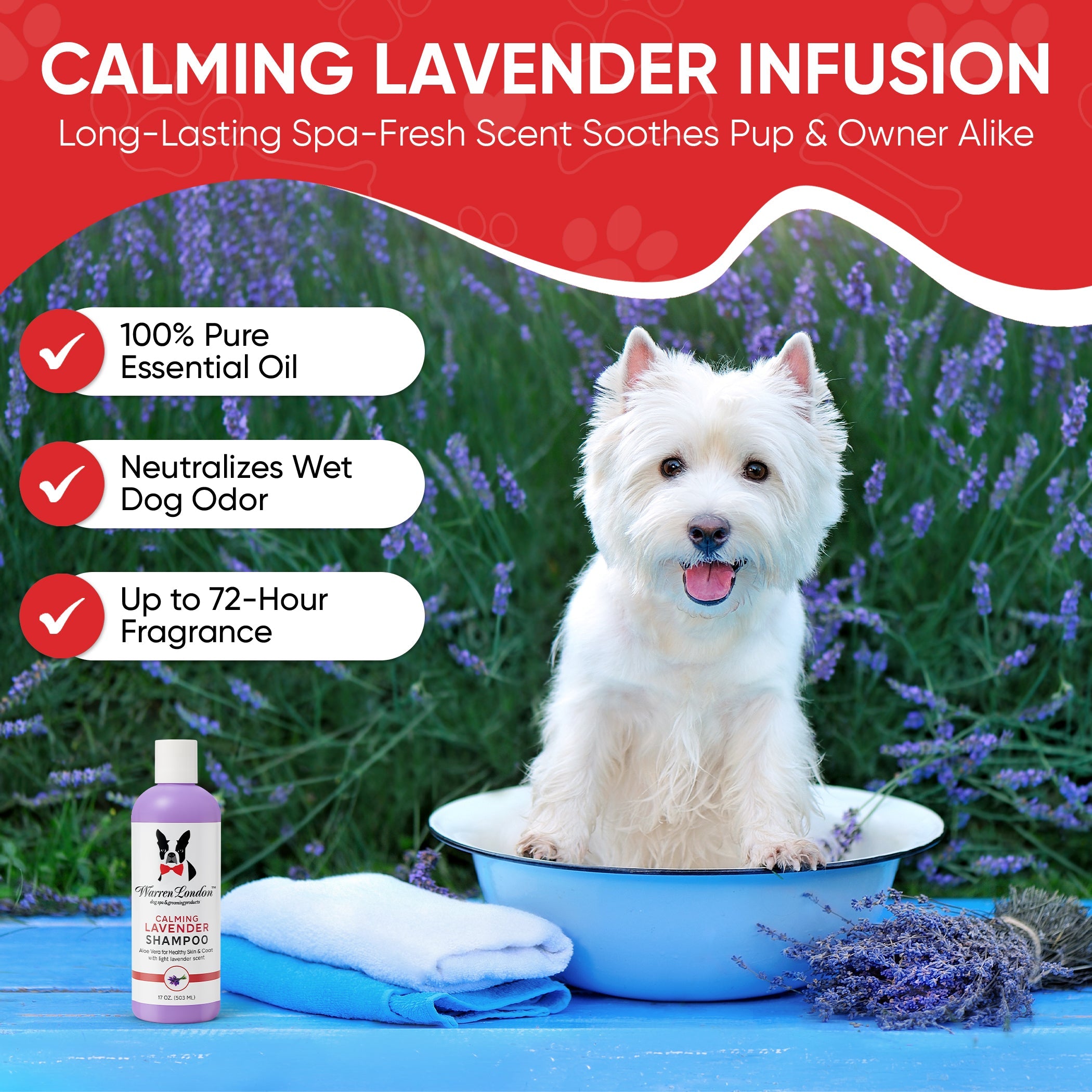 Calming Lavender Dog Shampoo w/Aloe Vera & Essential Oils - Southlake Paws