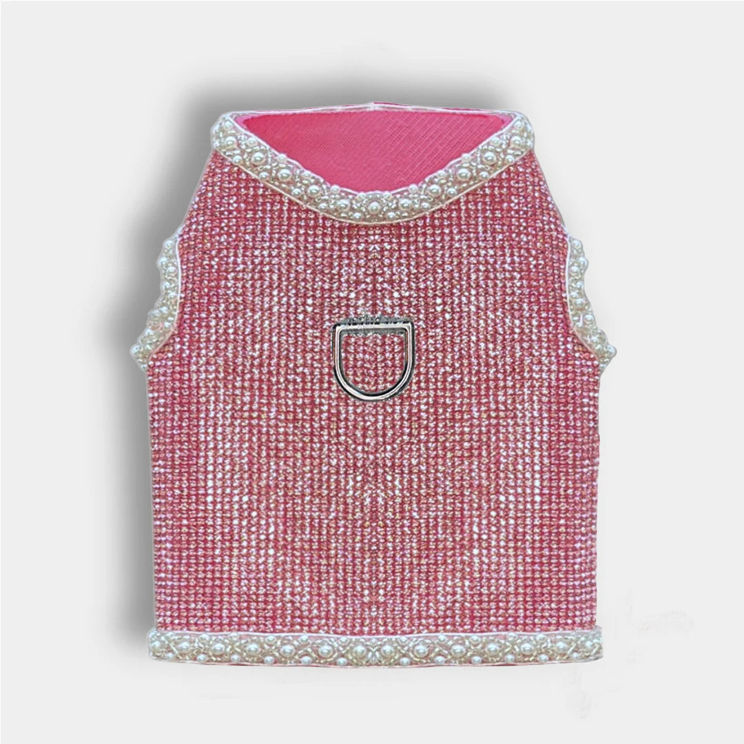 Luxury Crystal Dog Harness with Pearls
