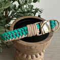 Load image into Gallery viewer, Infinity Braid in Teal & Light Tan - Handmade Dog Collar
