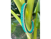 Infinity Braid in Teal & Light Tan - Handmade Dog Collar