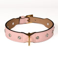 Load image into Gallery viewer, Leather Dog Collar in Pink - Swarovski, Made in Italy
