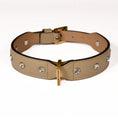 Load image into Gallery viewer, Leather Dog Collar in Mud - Swarovski, Made in Italy
