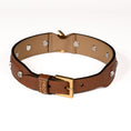 Load image into Gallery viewer, Leather Dog Collar in Brown - Swarovski, Made in Italy
