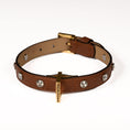 Load image into Gallery viewer, Leather Dog Collar in Brown - Swarovski, Made in Italy
