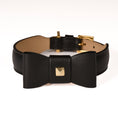 Load image into Gallery viewer, Leather Dog Collar in Black - Rock Bow, Made in Italy
