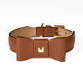 Load image into Gallery viewer, Leather Dog Collar in Brown - Rock Bow, Made in Italy
