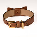 Load image into Gallery viewer, Leather Dog Collar in Brown - Rock Bow, Made in Italy
