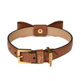 Load image into Gallery viewer, Leather Dog Collar in Brown - Rock Bow, Made in Italy
