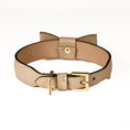 Load image into Gallery viewer, Leather Dog Collar in Mud - Rock Bow, Made in Italy
