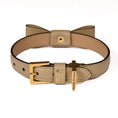 Load image into Gallery viewer, Leather Dog Collar in Mud - Rock Bow, Made in Italy
