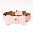 Load image into Gallery viewer, Leather Dog Collar in Pink - Rock Bow, Made in Italy
