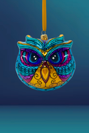 Jewel Owl Polish Glass Ornament 
