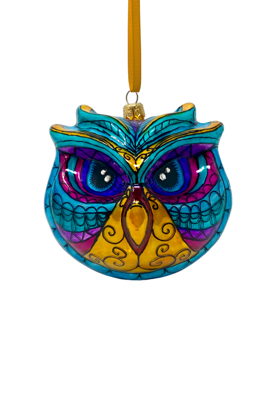 Jewel Owl Polish Glass Ornament 