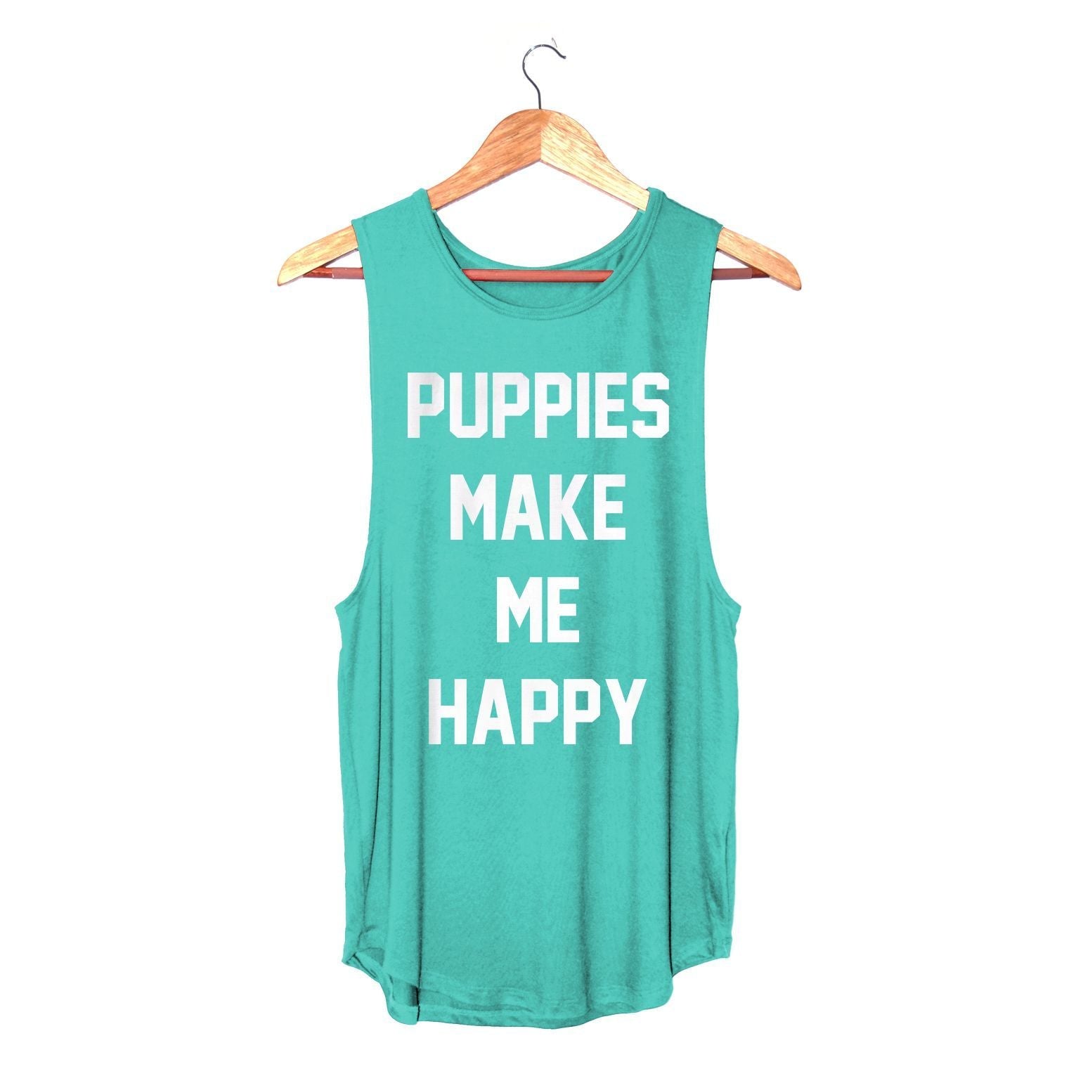 Puppies Make Me Happy |  Women's Sleeveless Tank | Made in USA