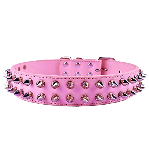 Parisian Pet 'Spiked Collar' for Dogs & Cats – Fashionable Pink Spiked Dog Collar, Durable and Comfortable Faux Leather Design, Pink