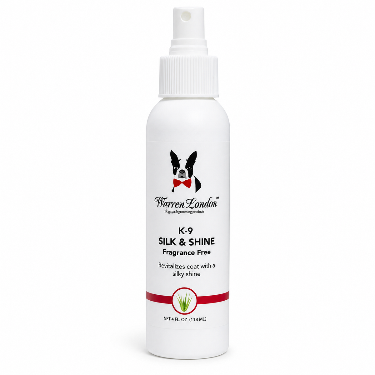 Southlake Paws K9 Silk & Shine spray bottle, 4 fl oz, designed to revitalize and add shine to dog coats. Fragrance-free.