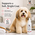 Load image into Gallery viewer, K9 Silk & Shine spray by Southlake Paws, featuring a fluffy dog, a brush, and a bright, clean background.
