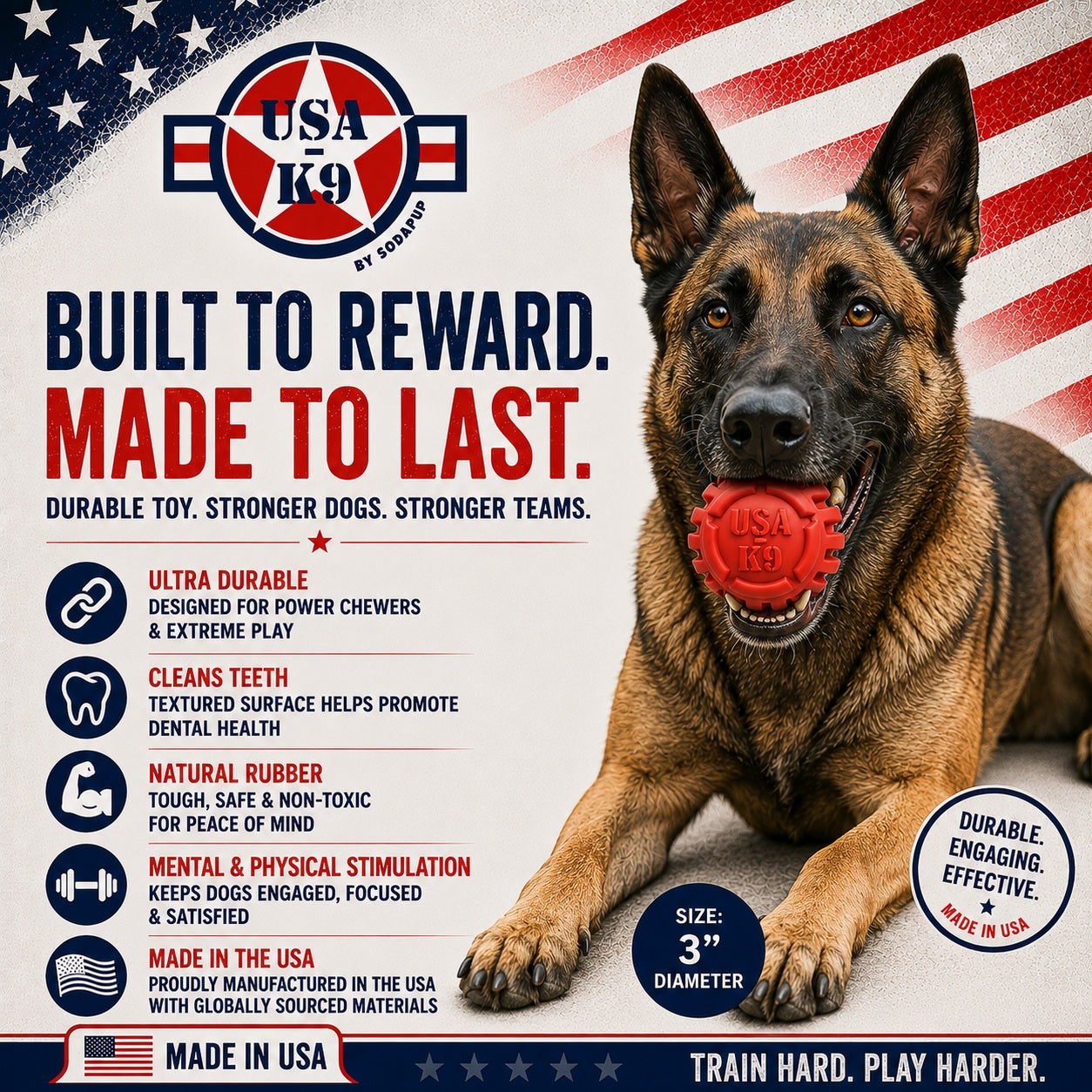 USA-K9 Stars and Stripes Ultra-Durable Rubber Chew Ball