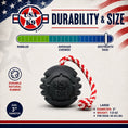 Load image into Gallery viewer, USA-K9 Magnum Black Stars and Stripes Ultra-Durable  Rubber Chew Toy, Reward Toy, Tug Toy, and Retrieving Toy - Black
