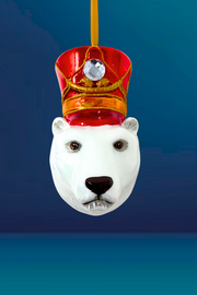 KRG Arctic Polar Bear Head Polish Glass Ornament 