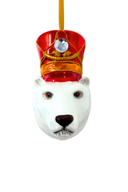 KRG Arctic Polar Bear Head Polish Glass Ornament 