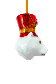 KRG Arctic Polar Bear Head Polish Glass Ornament 