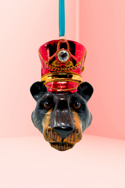 KRG Black Bear Head Polish Glass Ornament 