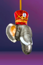 KRG Elephant Head Polish Glass Ornament 