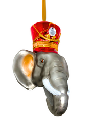 KRG Elephant Head Polish Glass Ornament 