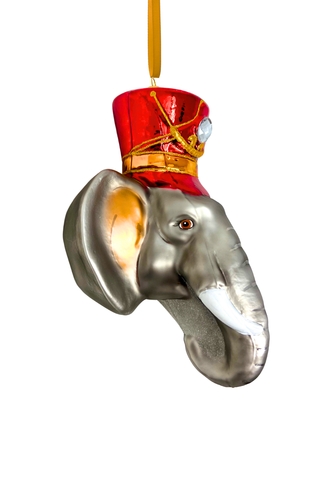 KRG Elephant Head Polish Glass Ornament 