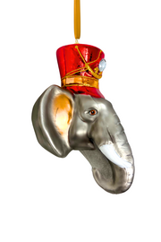 KRG Elephant Head Polish Glass Ornament 