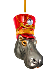 KRG Hippo Head Polish Glass Ornament 