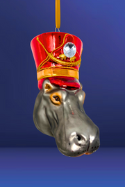KRG Hippo Head Polish Glass Ornament 