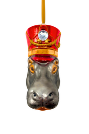 KRG Hippo Head Polish Glass Ornament 