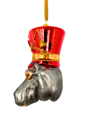 KRG Hippo Head Polish Glass Ornament 