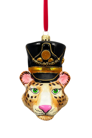 KRG Leopard Head Polish Glass Ornament 