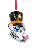 Load image into Gallery viewer, KRG Snow Leopard Head Polish Glass Ornament
